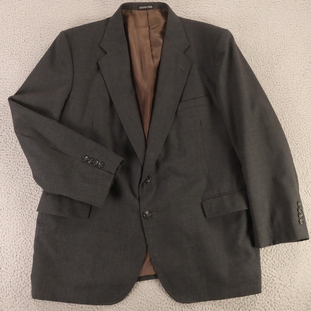 VINTAGE Hopsack‎ Jacket XL Gray Heather Wool Blazer Sport Coat Made in USA 48R